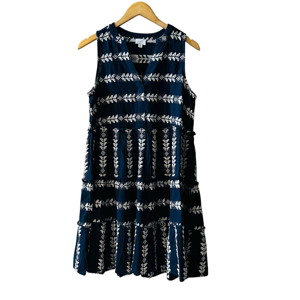 Mudpie Embroidered Sleeveless Dress Size S Small Blue White - Picture 2 of 9